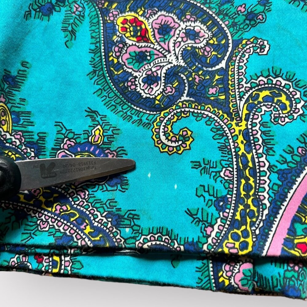 Talbots size 4 Turquoise Blue Paisley Flat Front Crop Pants - Picture 10 of 10